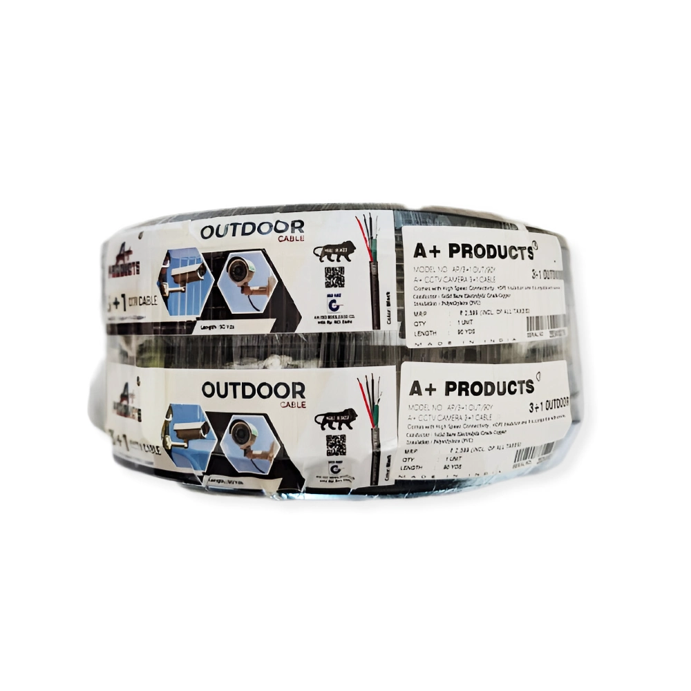 A+ Products 3+1 CCTV Cable Copper 90Y Black (022+14/42)